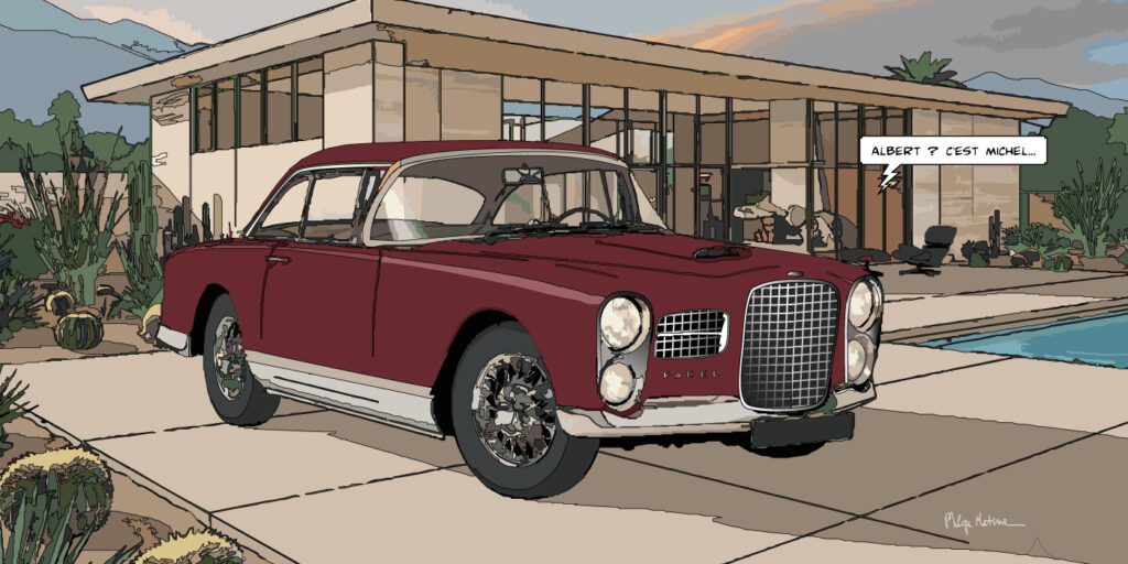 La Facel Vega de Michel Gallimard dans laquelle il trouva la mort ainsi qu'Albert Camus